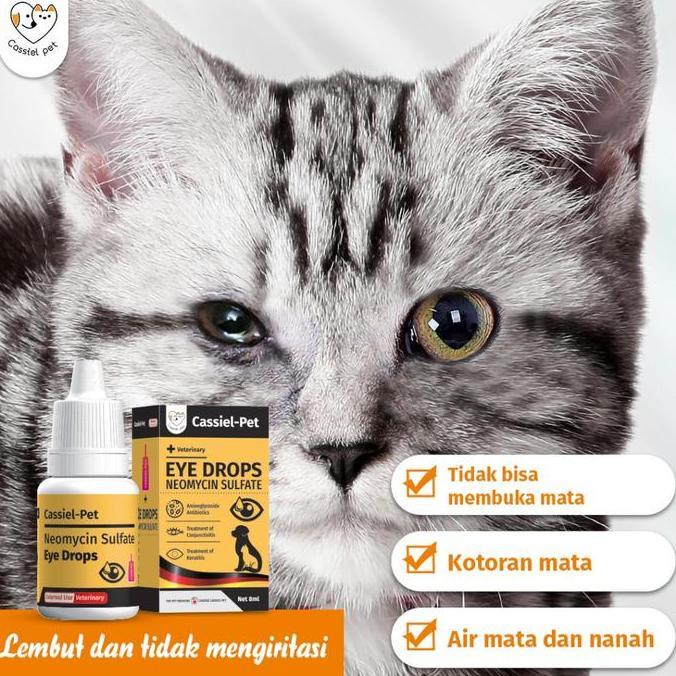 cassiel pet obat tetes mata dan cairan pencuci mata untuk kucing dan anjing, digunakan untuk belekan