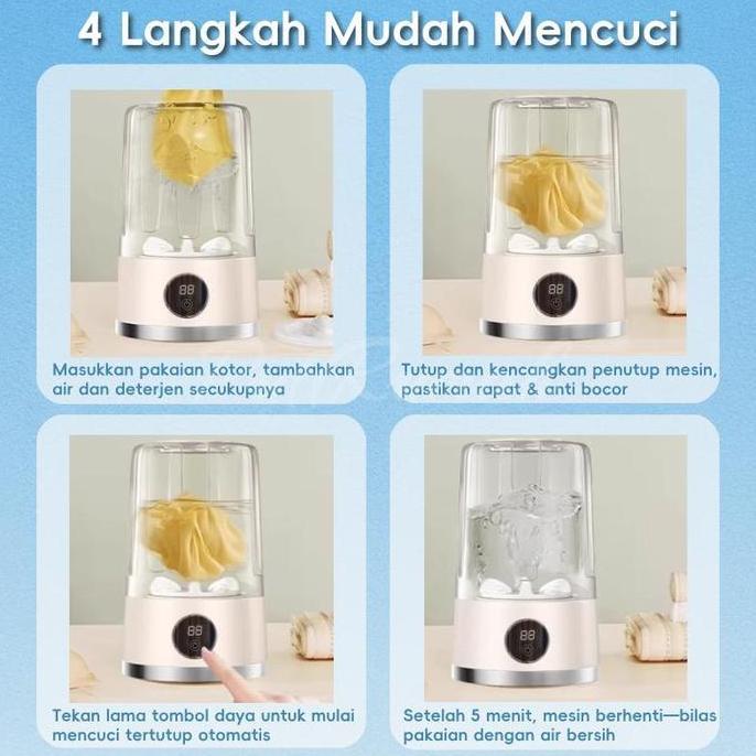 1L Mesin Cuci 3 Mode Kerja Mesin Cuci Portable Nirkabel Mesin Cuci Mini Gelas Cucian Untuk Pakaian D