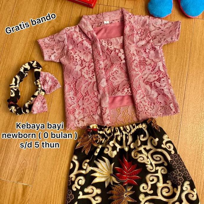 Kebaya Bayi New Born 0 bulan - 5 Tahun FREE BANDO Stelan Kebaya Bayi dan Anak Span Pendek Furing Keb