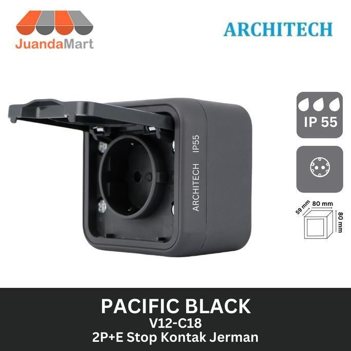 [JM] ARCHITECH STOP KONTAK / STOP KONTAK WATERPROOF ARCHITECH V12 BLACK PROMO
