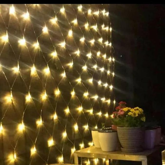 Lampu natal jaring 3x3 meter lampu hias jaring 3m lampu cafe jaring 3m