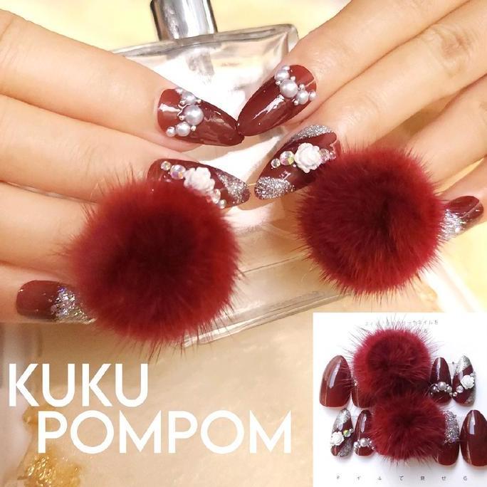 [POM,BS] LAMKOSMETTIK/KUKU POMPOM / SET ISI 12 / KUKU POMPOM WEDDING / KUKU WEDDING NAIL ART
