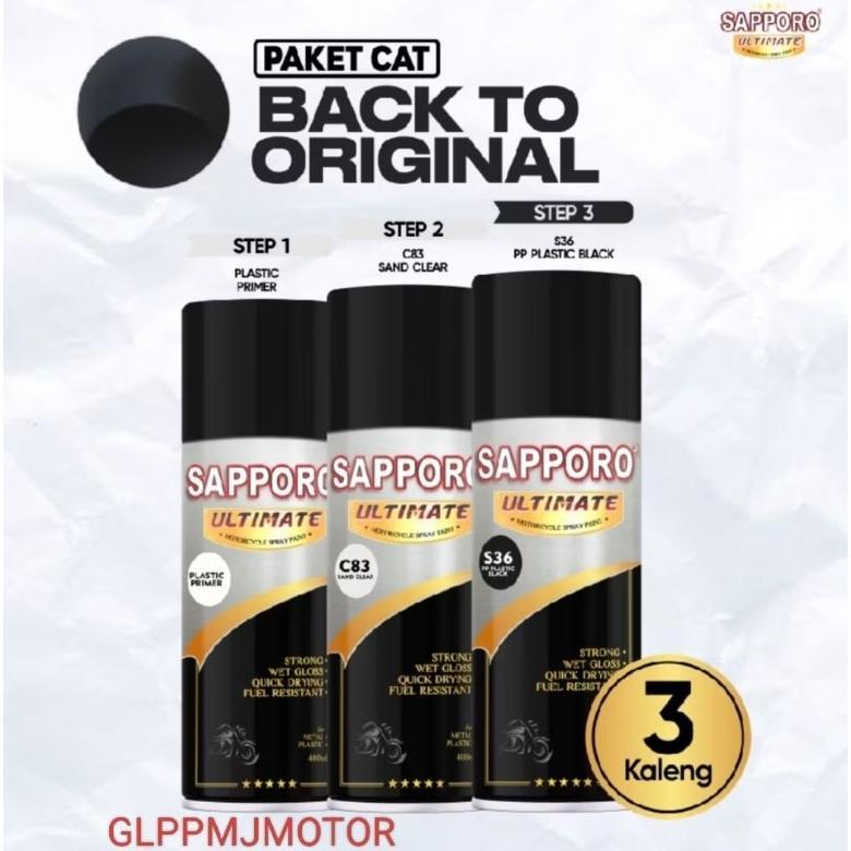Paket Saporo SAPPORO ULTIMATE Back To Orinal Body Kasar Plastic Black Doff Dof Dop 3 Kaleng S36 C83 