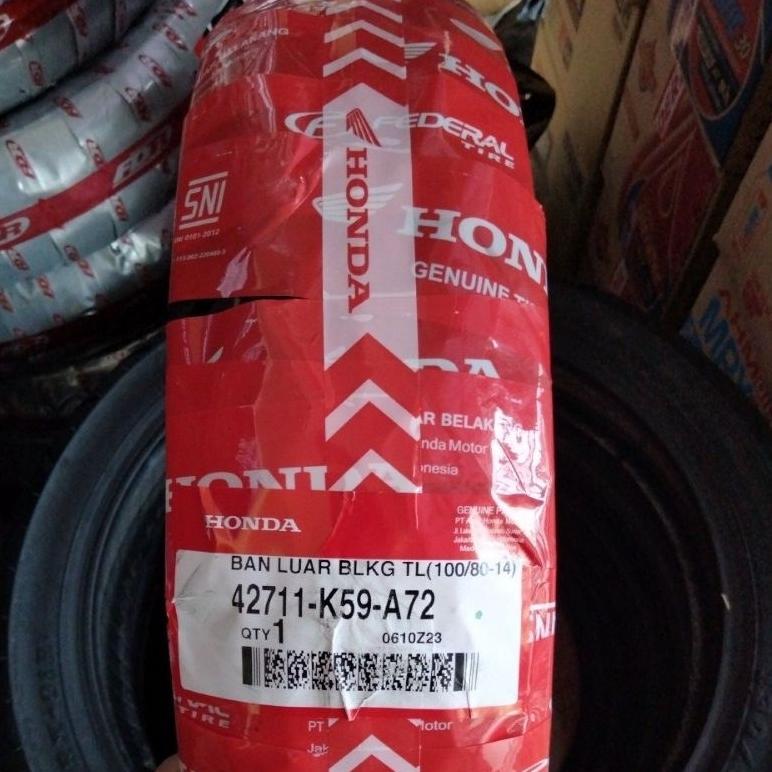 Ban Luar HONDA 100/80 Ring 14 FEDERAL K59 Ban Belakang Motor Matik Beat Vario Scoopy Mio Vario 125 1