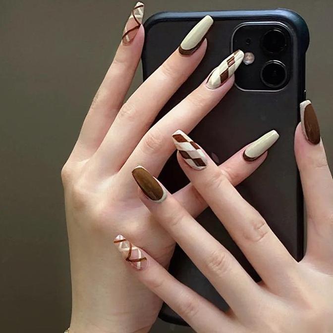 24PCS KUKU WEDDING PARTY FAKE NAIL 24 PCS /KUKU PALSU PREMIUM 3D KUKU PALSU/PALSU POLOS FRENCH MANIC