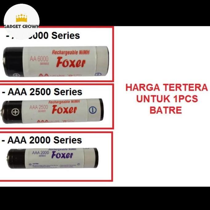 Baterai Cas Recharge Rechargeable FOXER AAA A3 AA A2 Premium