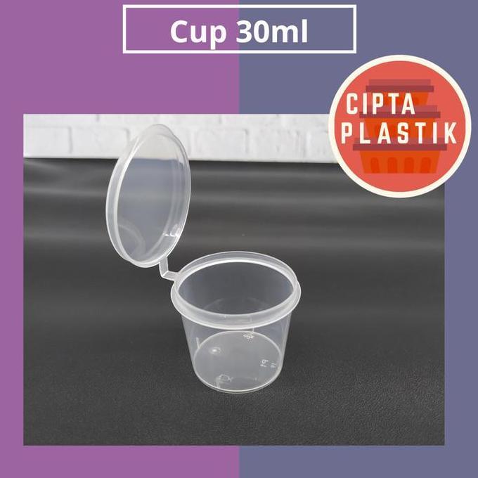 Cup Saos Sambal 30 ml (50 pcs) Tempat Sauce Mini Slime Tutup Sambung