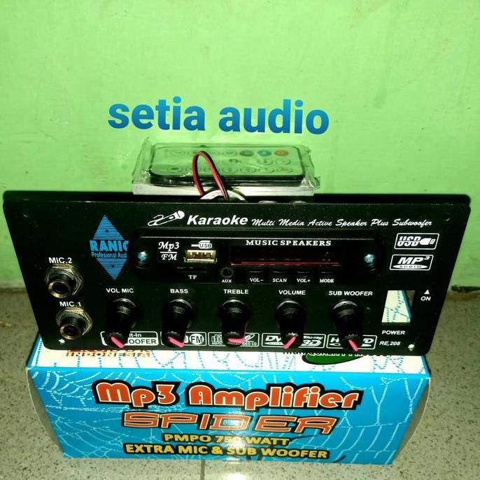 KOQOZIE kit power amplifier aktif mic subwoofer plus mp3 usb radio spider