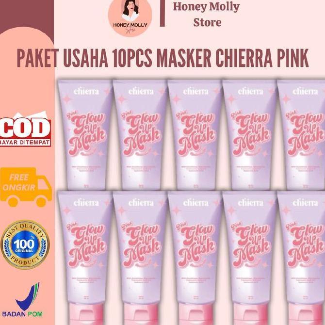 HARGA PABRIK - [PAKET USAHA] Chierra Pink Glow Up Mask, Clay Mask by Chiera Masker Wajah Mencerahkan