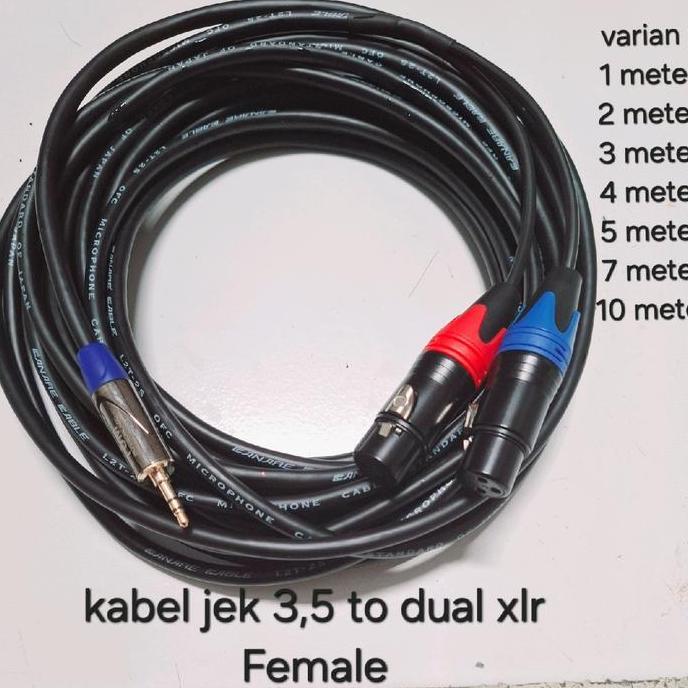 ZHAMBIRE KABEL audio jek hp ke mixer jek mini stereo 3,5 to Dual Jek XLR FEMALE CANARE