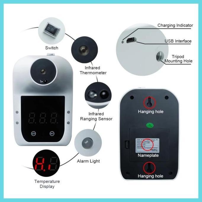 Wall Termometer Counter Dinding Pengukur Suhu Badan Tempel GP100