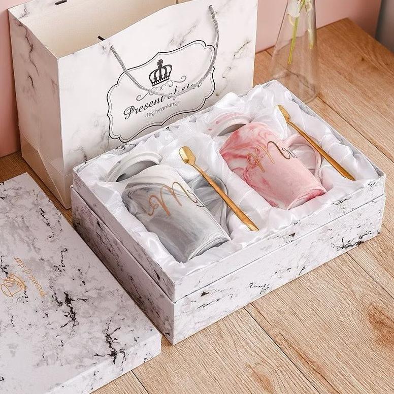 BEST SELLER GELAS MARBEL KERAMIK | COUPLE GIFT SET GELAS KERAMIK HAMPERS SOUVENIR MUG CANGKIR CANTIK