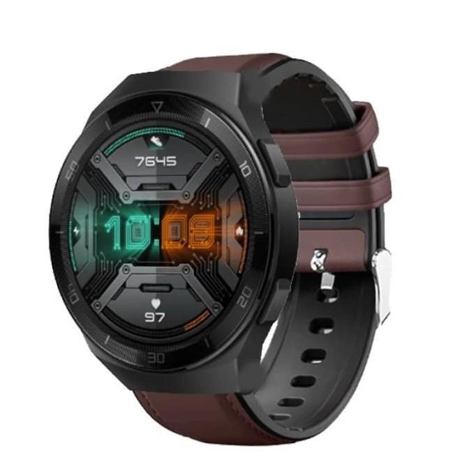 Thebest- STRAP WATCH TALI JAM LEATHER RUBBER KULIT HUAWEI GT2E / GT 2E 46MM