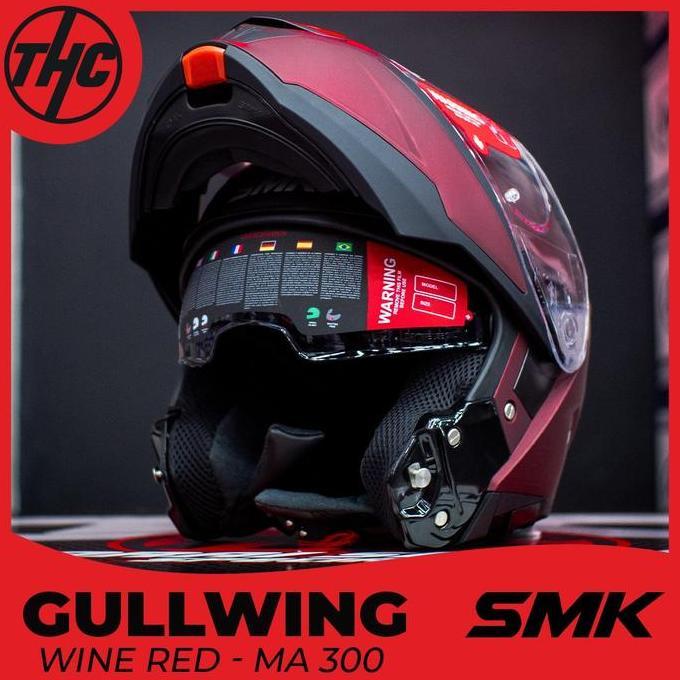HELM SMK GULLWING WINE RED FLIP UP HELMET SMK