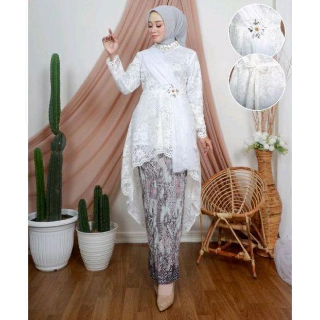 Setelan Kebaya Brokat Lesti Selendang - Kebaya Payet Cantik