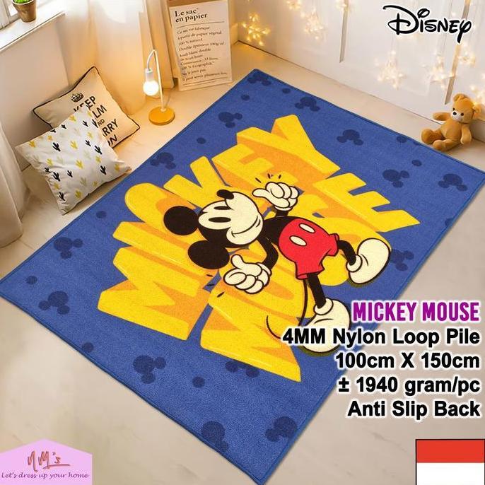 Promo Disney Mickey Mouse Official Merchandise Karpet 100X150 Anti Slip Bermain Anak Bayi Motif Kart
