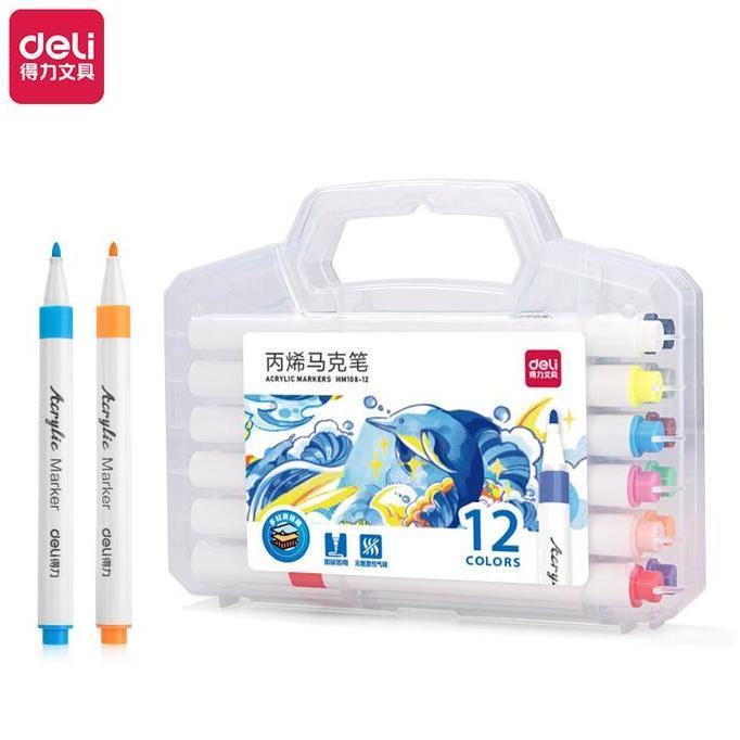 [Si WIBU] Deli Combo Sketch Marker/Acrylic Marker + Skecth Marker + Penghapus bisa dibentuk + Nusign