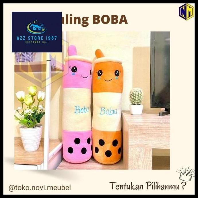 Guling Boneka Boba Milk Tea Kain Halus Tinggi 60cm Guling Boba