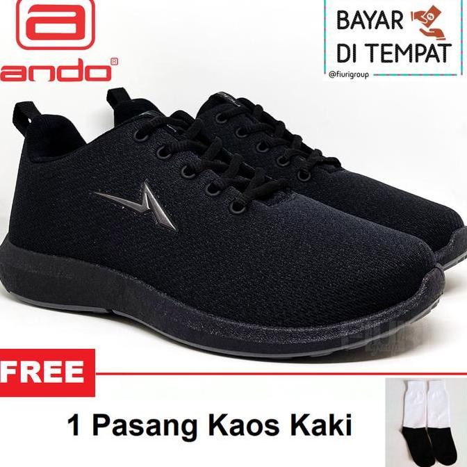 ANDO PINO 39-43 FULL HITAM SEPATU LARI FITNES SENAM PRIA