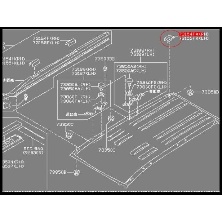 GRATIS ONGKIR COVER ROOF RACK BELAKANG KANAN / COVER FINISHER RR RH NISSAN XTRAIL T30 73870-8H300 