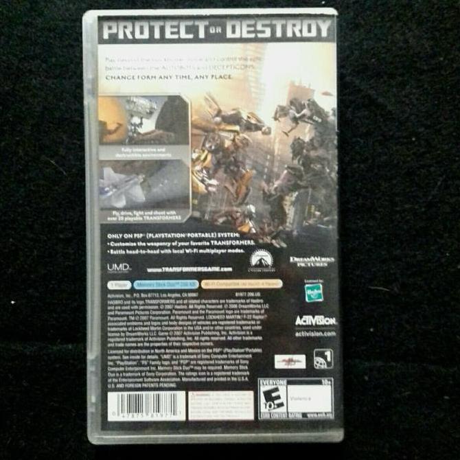 PSP UMD Activision Transformers Movie The Game