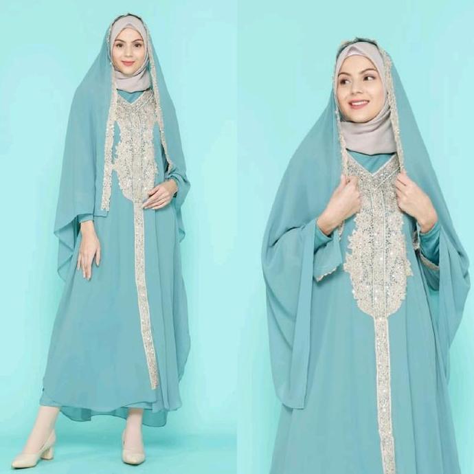Dress / Kaftan HUMAIRAH free Selendang & Manset Gamis Muslim Wanita Casual Trendy Premium Lebaran Sy