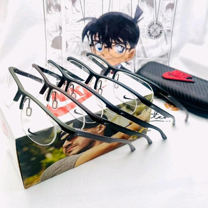 Frame Kacamata Pria Sporty NIKE Half Gantung Plus Minus Anti Radiasi 7