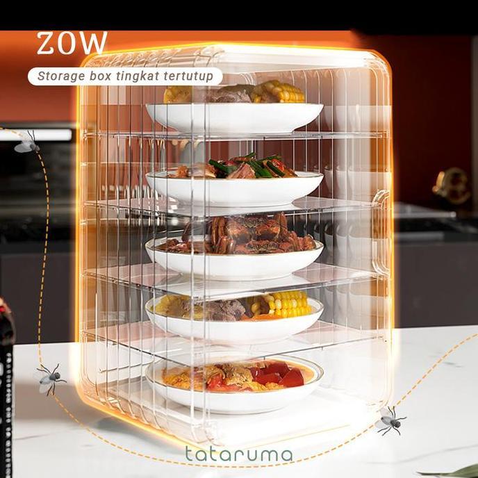 ZOW - Food Storage Tertutup Tempat Sayuran Lauk Tingkat Susun Bebas Debu Hemat Tempat