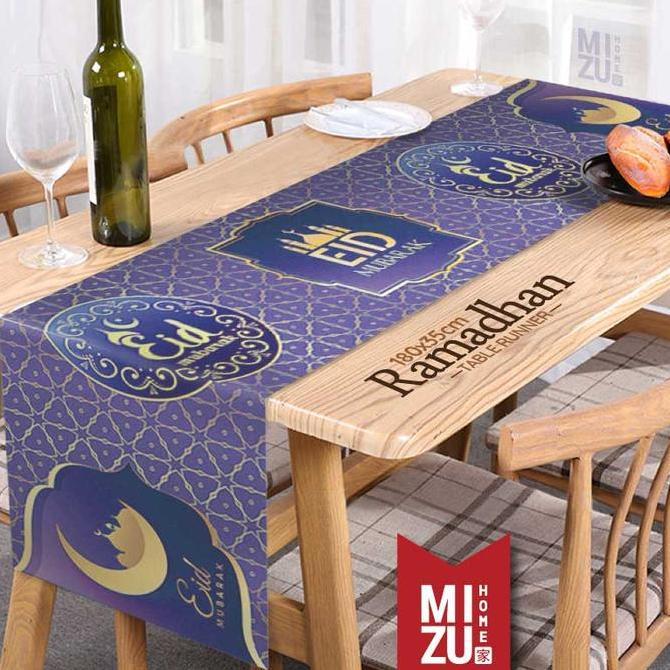 MIZU RAMADHAN Table Runner Taplak Meja Makan Tamu Panjang Lebaran HJ