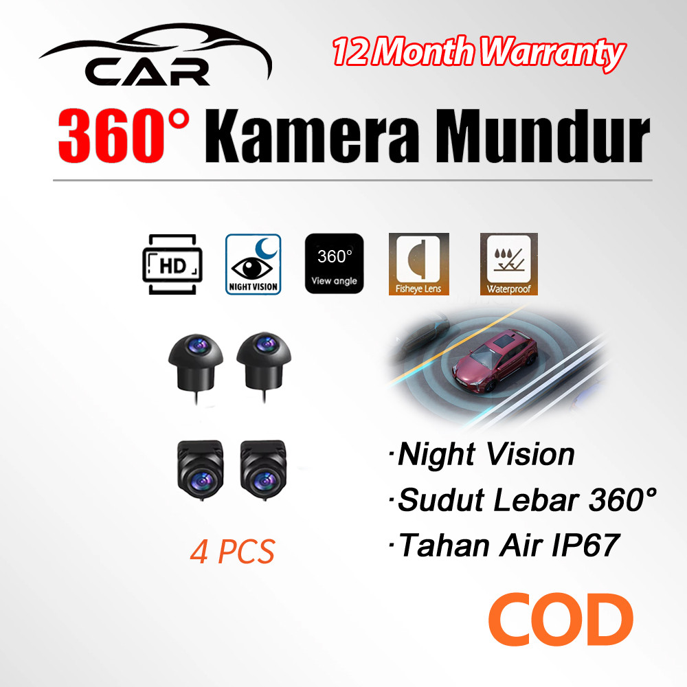 360°Kamera Mundur Mobil Waterproof Mundur Mobil Night Vision HD Mobil Kamera Spion Mobil