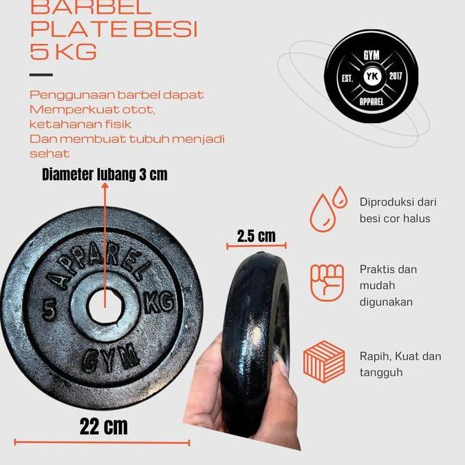 Dumbel weight plate barbel set piringan barbel plat besi 5 kg