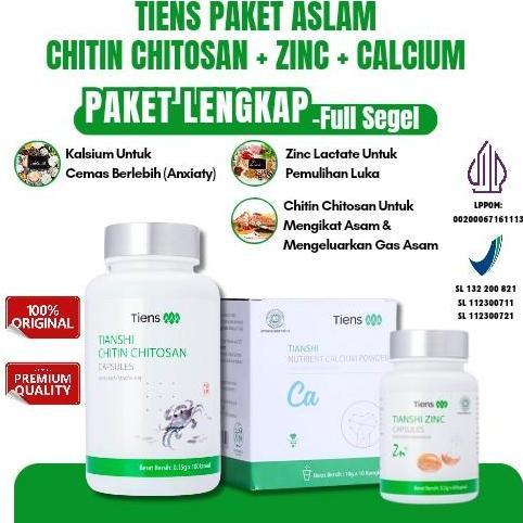 Tianshi Chitin Chitosan + Tianshi Zinc Capsules + Tianshi Nutrient Calcium Powder - Suplemen kaya Se