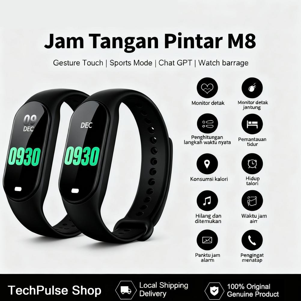 Best Deals Xiaomi Jam Tangan Pintar M8 Smartwatch Original Smartband/Gelang Pintar8 Unisex//Jam Tang