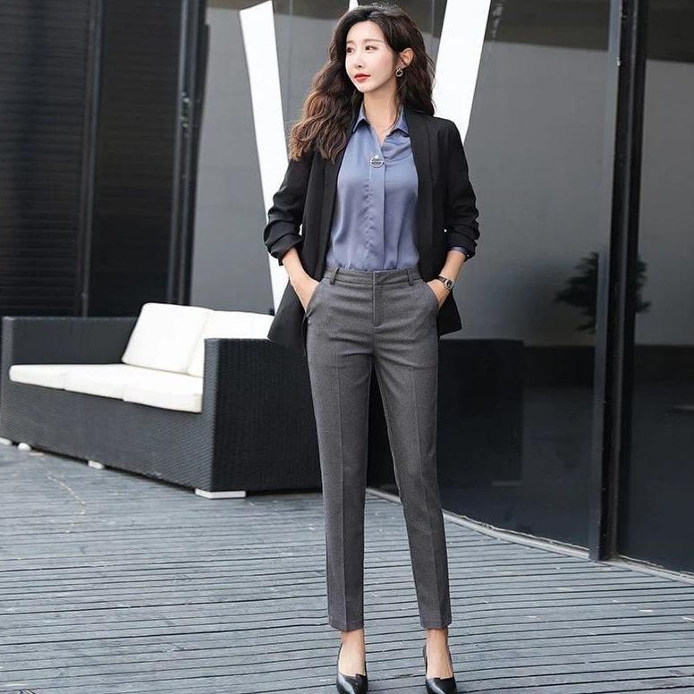 Termurah / Hot Sale Celana Kerja Kantor Bahan Kain Keper Premium Wanita Slimfit