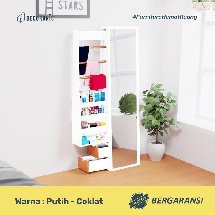 Decorunic Standing Mirror Cermin Full Body dengan Rak MakeUp&Rak Hijab