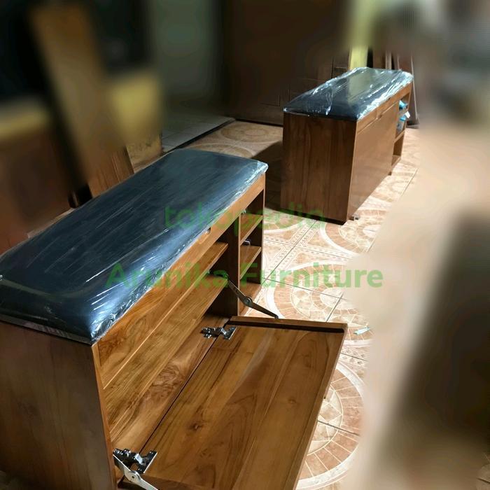 bangku sofa rak sepatu kayu jati