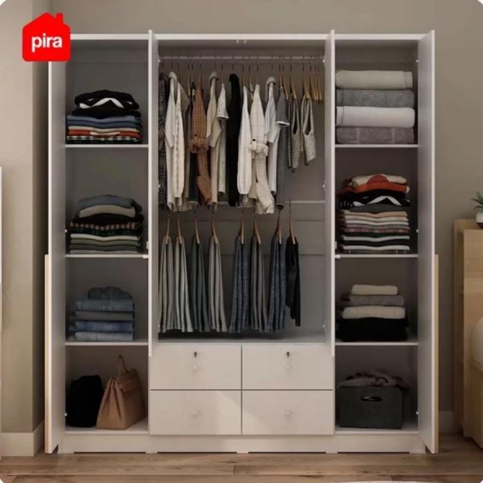 Lemari Baju 4 pintu laci Yona Metropolis Lemari pakaian 4 pintu Kaca Lemari Murah Bandung