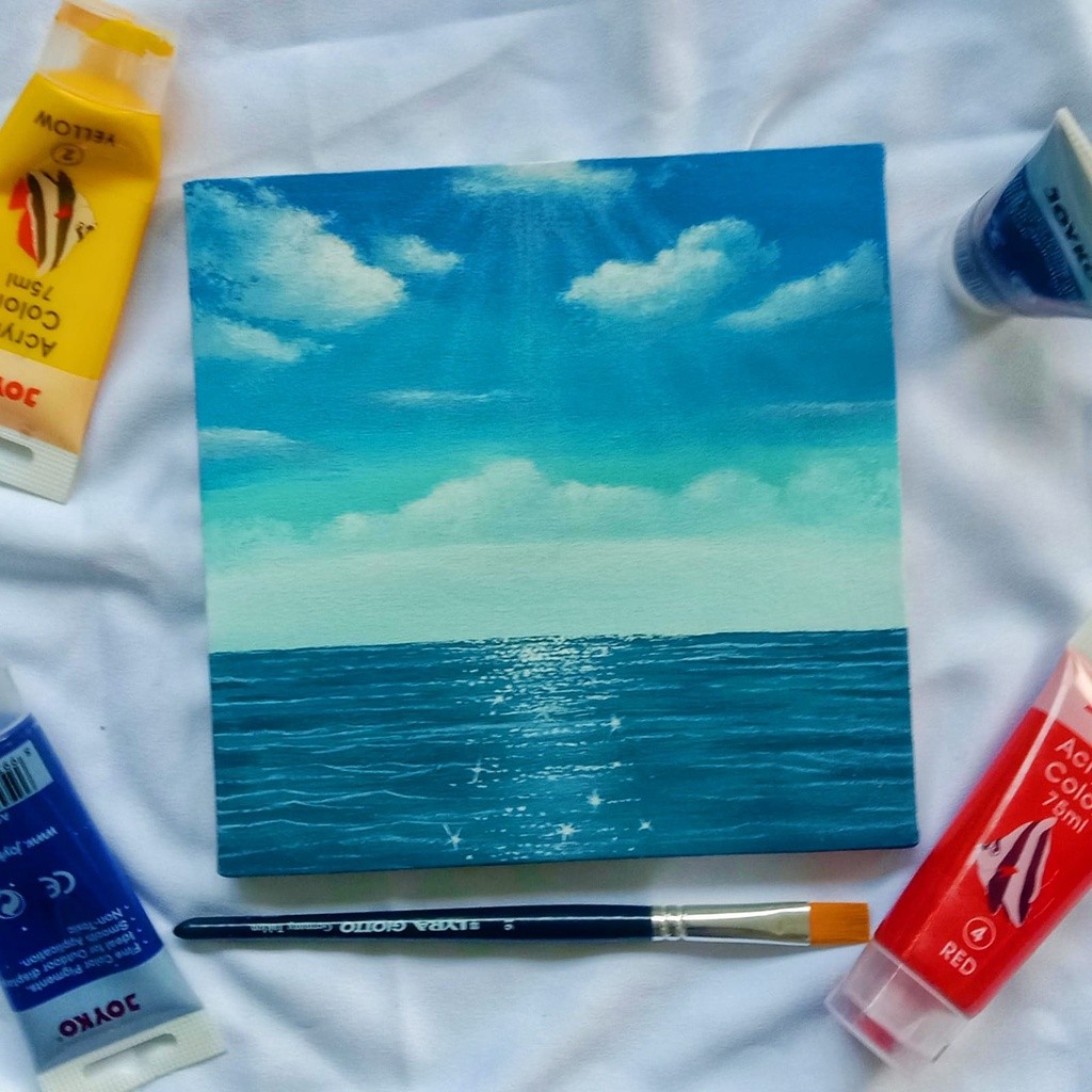 Lukisan Kanvas Aesthetic Minimalis Pemandangan Malam Bulan | Lukisan Dekorasi Hiasan Pajangan Dindin