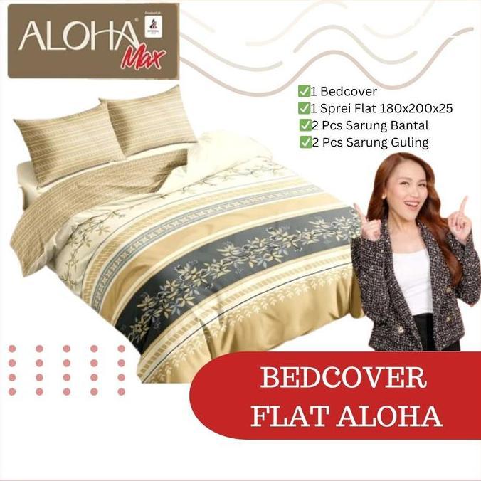 TERLARIS RC BEDCOVER ALOHA BY INTERNAL GROUP SPREI TINGGI 25 CM SPREI ALOHA 180 X 200 MOTIF CANOLIA 