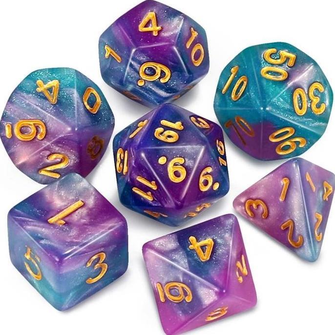 AWAYESH 7Pcs Dadu Dnd Polyhedral Dice Dadu Dnd Transparan Dadu Polyhedral Dadu Angka Dadu Unik Dadu 