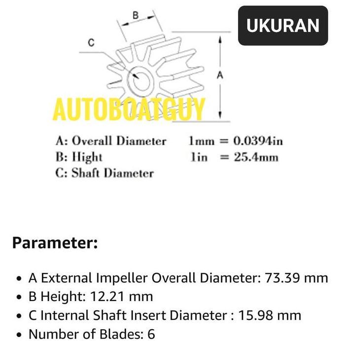 Impeller / Wayer  47-85089-3 47-85089-10 18-3057 Mesin Tempel Mercury Mariner Chrysler Force 18 / 20
