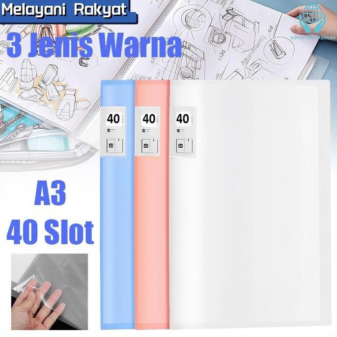 SWASAGARA A3 40 Lembar Map Plastik Transparan Buku Tampilan Map Plastik Display BookClear Holder