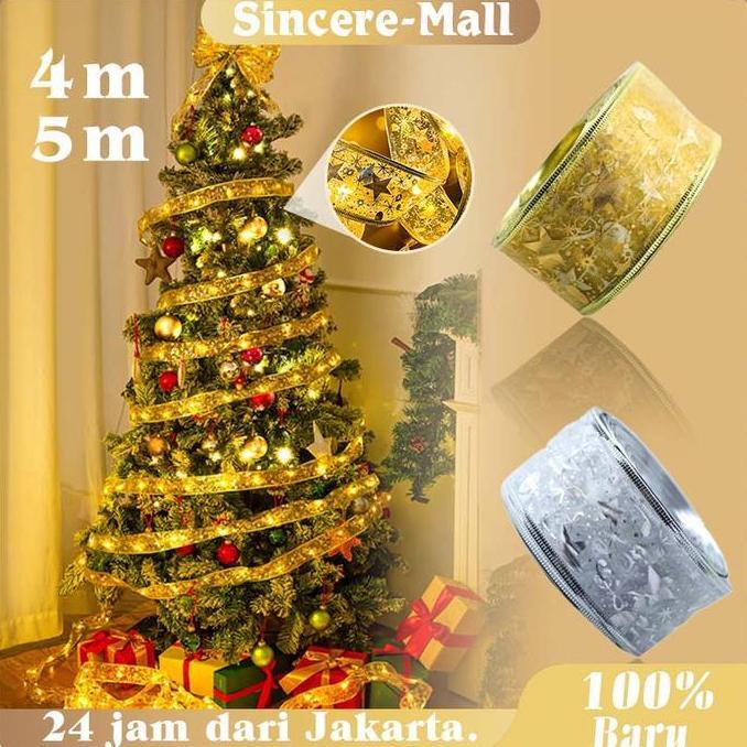 VIWIUWIU Pita Lampu LED Dekorasi Pohon / Hiasan Pohon Natal Pita / Pita Lampu Pohon Natal