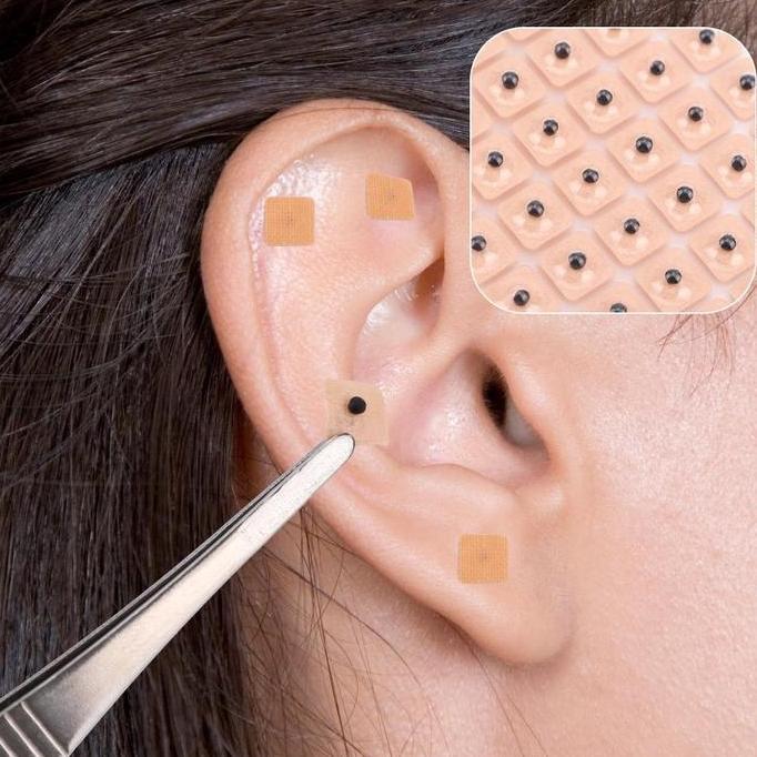AWAYESH 60Pcs Koyo Pijat Telinga Biji Terapi Telinga Plester Akupuntur Moksibusi Biji Akupunktur Tel