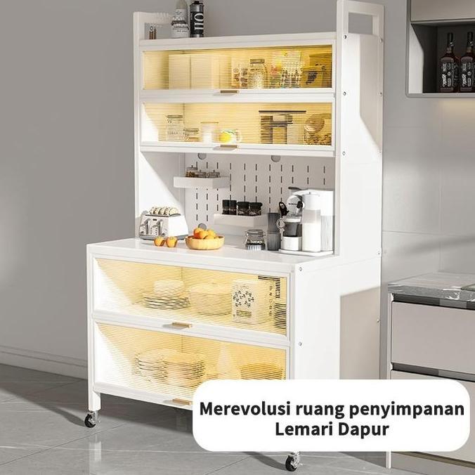 BAIAVY Rak Piring Tertutup Stainless Lemari Piring Tertutup Tebal Berkapasitas Besar Dengan Laci