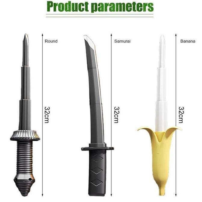 BAIAVY Mainan Anak Pedang Teleskopik Lucu Model Pisang & Pedang Samurai Sword Toys Pisau Gravity Fid