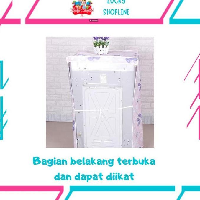 Cover Mesin Cuci 2 Tabung - Sarung Mesin Cuci 2 Tabung - Cover Mesin Cuci - Ukuran 6-18Kg Bunga Pink