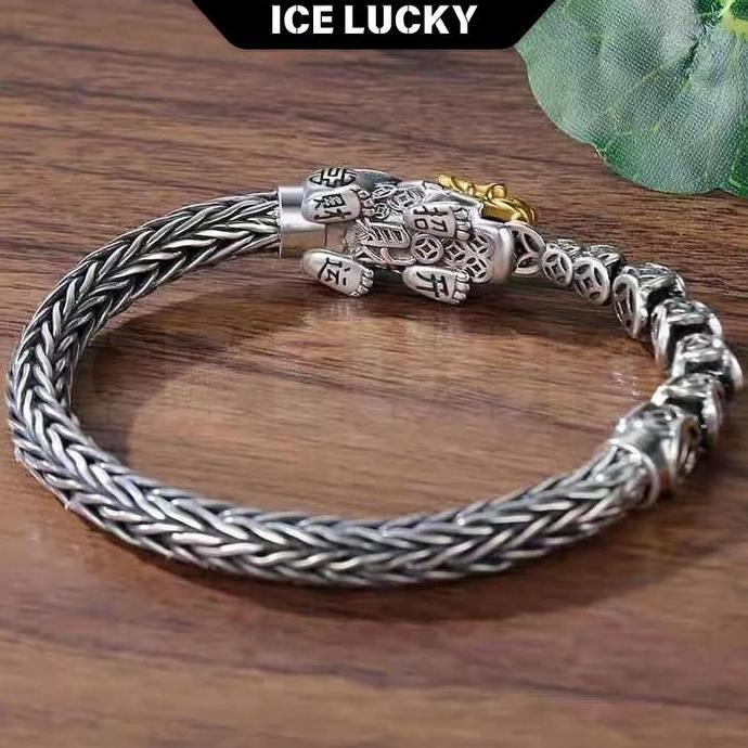 1267 Gelang Pria Perak Thailand - Gelang Klasik Pembawa Hoki, Desain Eksklusif Impor Anti Karat & Ti