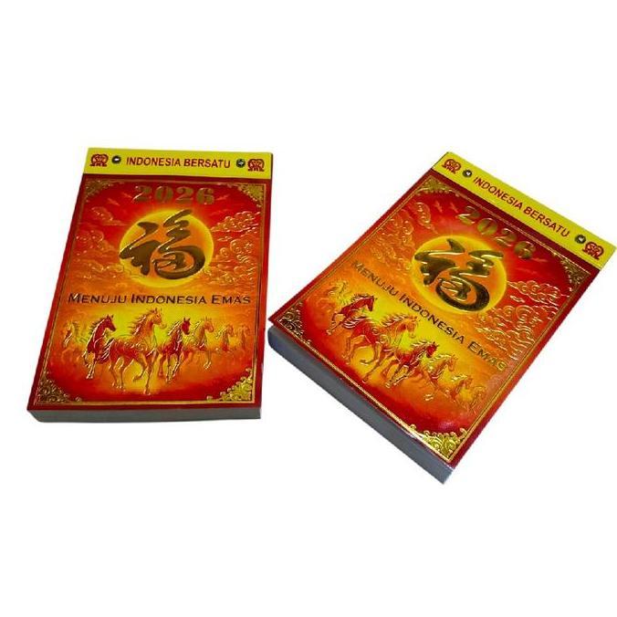 Kalender Harian Medium 2026 Dilengkapi Tanggalan Arab, Jawa, dan Mandarin - Merah, Kalender Kertas S