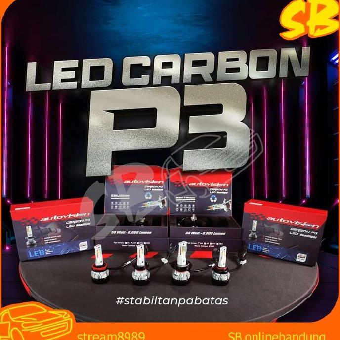LED Autovision Carbon P3 58 watt H1 H4 H7 H11 HB3 HB4 garansi 2 tahun